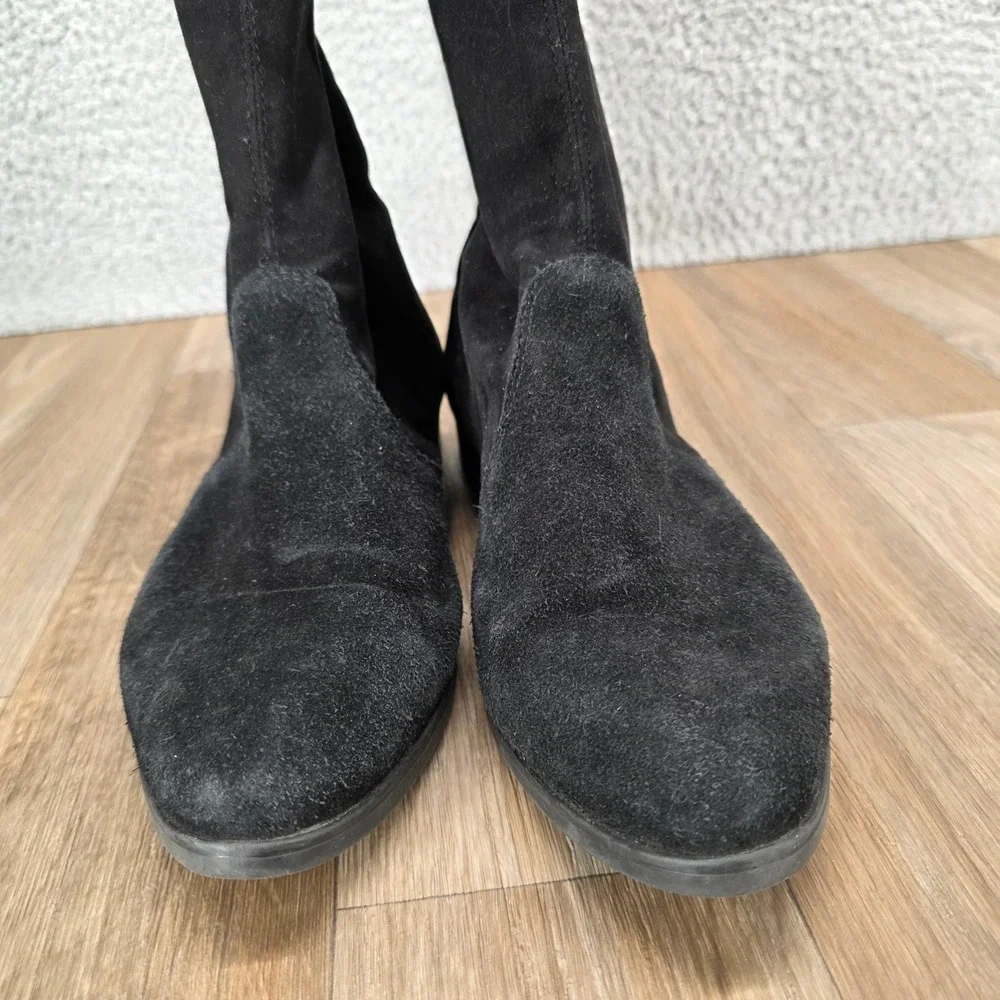Andre Black Suede Over The Knee Flat Boots Drawstring Size 39‎ Womens